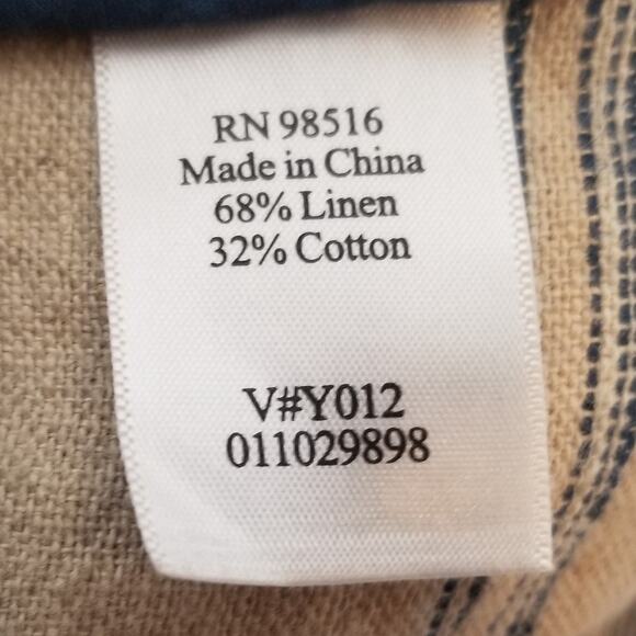 Coldwater Creek Women's Linen Cotton Blue Tan Striped Button Up Jacket Size 8 - Picture 7 of 8